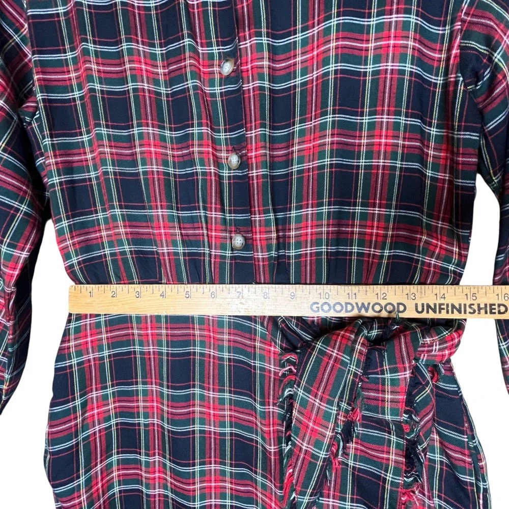 Talbots Vintage Tartan Plaid Wrap Shirt Dress Size 8 Holidays Academia Classic - Picture 6 of 16